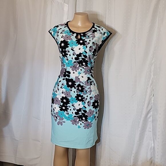 JESSICA ROSE ROUNDNECK SLEEVELESS MULTI-COLOR ZIP CLOSURE ABOVE THE KNEE DRESS - Picture 3 of 15